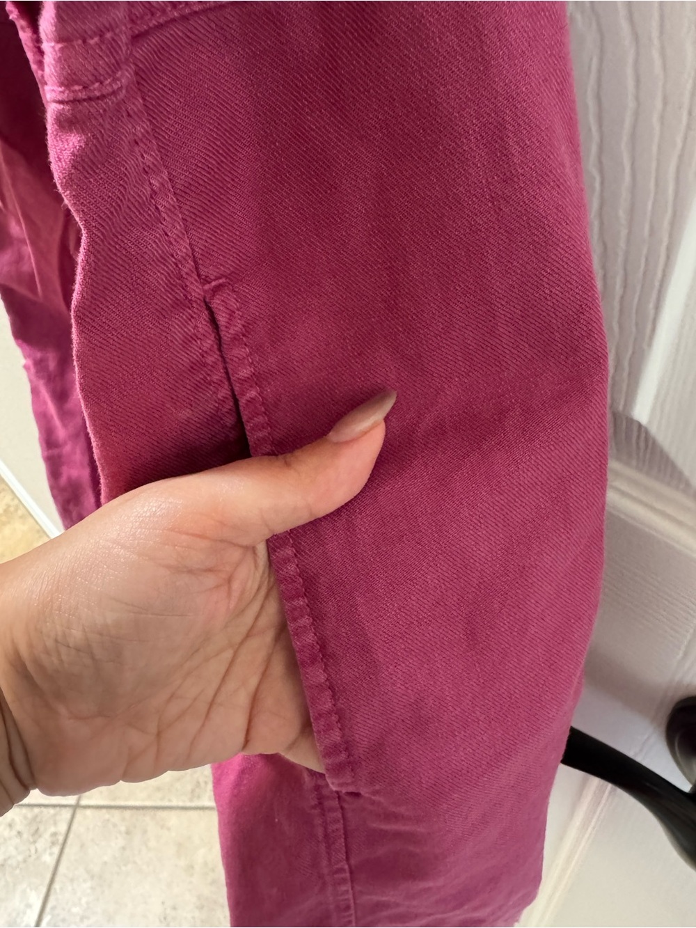 Pilcro Magenta Ruffle-Shoulder Button Mini Dress - Picture 7 of 9